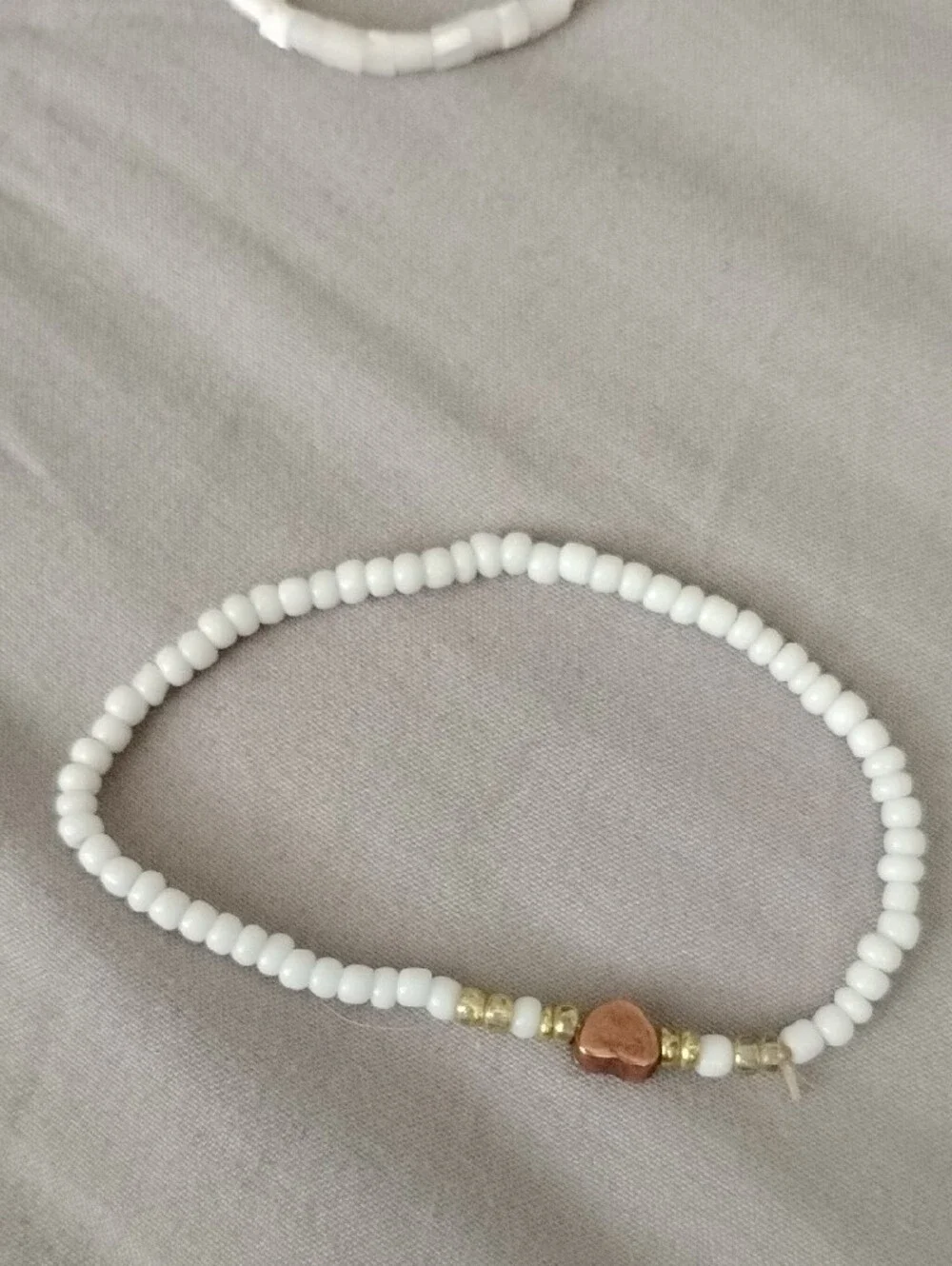 White Beaded Stretch Bracelets